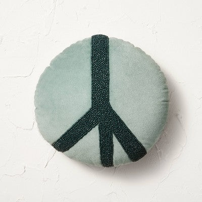  Beaded Peace Sign Round Throw Pillow - Opalhouse™ Designed With Jungalow™