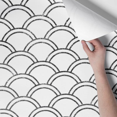  Scallops Peel & Stick Wallpaper Black/White - Opalhouse™: Removable Vinyl, Self-Adhesive, Washable, 27.5 Sq Ft Coverage