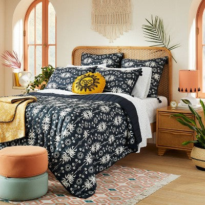  Palm Frond Printed Quilt Sham Black/Off-White - Opalhouse™ Designed With Jungalow™