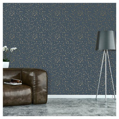  Celestial Peel & Stick Wallpaper Navy/Gold - Opalhouse™: Removable Vinyl, Self-Adhesive, Stain-Resistant, 27.5 Sq Ft Coverage