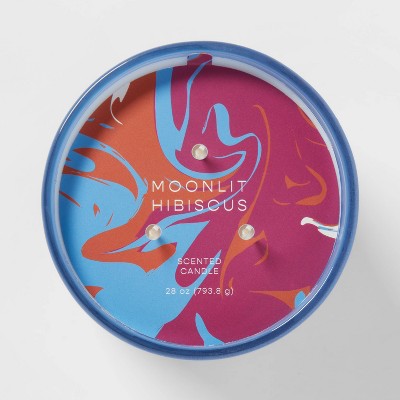  28oz Glass Moonlit Hibiscus Candle Light Blue - Opalhouse™