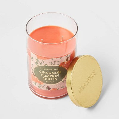  21.5oz Lidded Glass Jar 2-Wick Cinnamon Pumpkin Muffin Candle - Opalhouse™