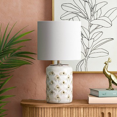  Diamond Cutout Table Lamp With Lit Base - Opalhouse™