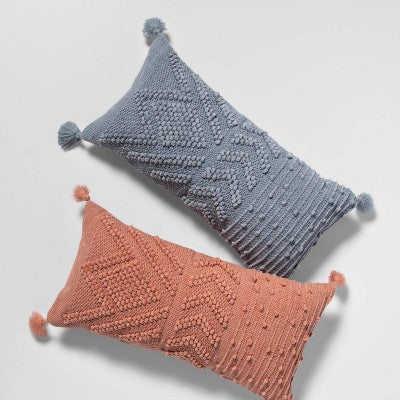  Oversize Embroidered Textured Lumbar Throw Pillow - Opalhouse™