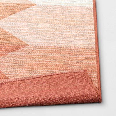  7'x10' Scandi Asymmetrical Rectangular Woven Outdoor Area Rug Bright Peach - Opalhouse™