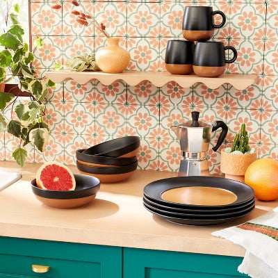  10" 4pk Stoneware Dinner Plates Black/Orange - Opalhouse™ Designed With Jungalow™
