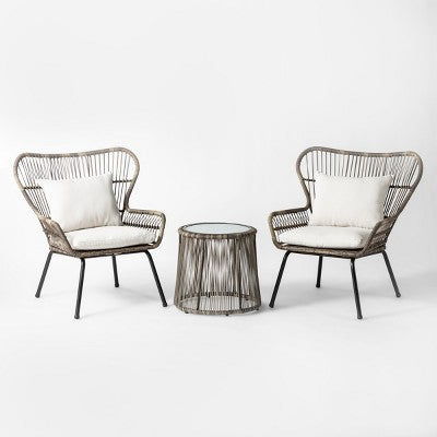  Latigo 3pc Rattan Patio Chat Set, Outdoor Furniture Set - Gray/Brown - Opalhouse™