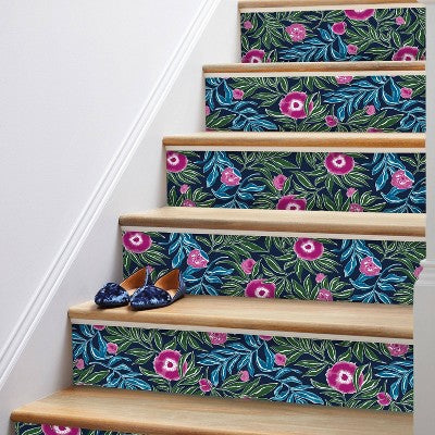  Marker Floral Peel & Stick Wallpaper Blue - Opalhouse™: Removable, Self-Adhesive, Bohemian, Botanical, Washable