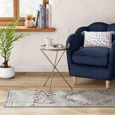  2'4"x7' Runner Distressed Geo Persian Style Rug Blush - Opalhouse™