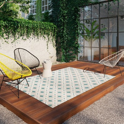  5' X 7' Quatrefoil Outdoor Rug Aqua - Opalhouse™