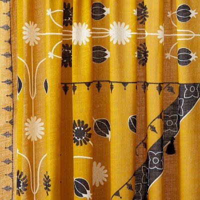  2pk Light Filtering Doorway Embroidery Window Curtain Panels Gold - Opalhouse™ Designed With Jungalow™