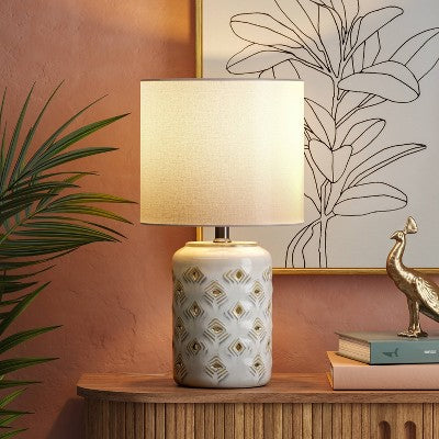  Diamond Cutout Table Lamp With Lit Base - Opalhouse™