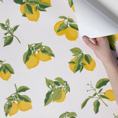  Lemons Peel & Stick Wallpaper Yellow - Opalhouse™: Cute Removable Vinyl, Repositionable, Stain-Resistant, Washable