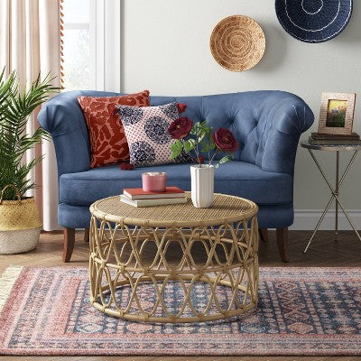  Alexandra Floral Printed Border Persian Rug Blush - Opalhouse™