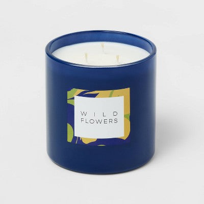  28oz Glass Wildflowers Candle Blue - Opalhouse™
