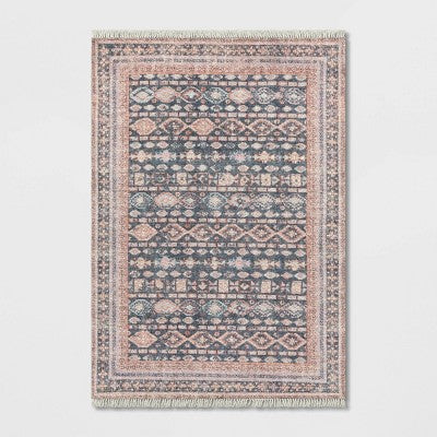  Alexandra Floral Printed Border Persian Rug Blush - Opalhouse™