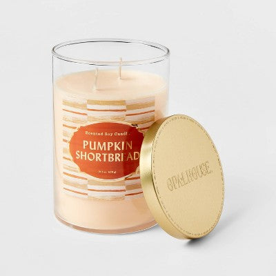  21.5oz 2-Wick Lidded Glass Jar Pumpkin Shortbread Candle Orange - Opalhouse™