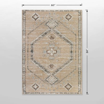  5'x7' Sunset Moroccan Tapestry Rectangular Woven Outdoor Area Rug Light Brown - Opalhouse™