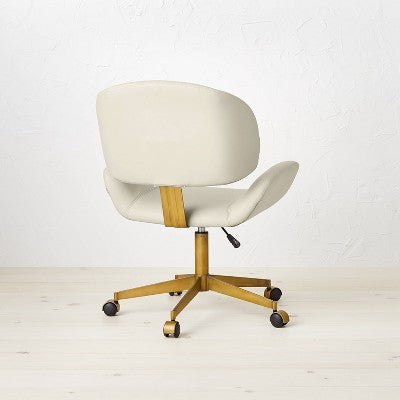  Mahonia Faux Leather Office Chair Cream/Aged Brass - Opalhouse™ Designed With Jungalow™