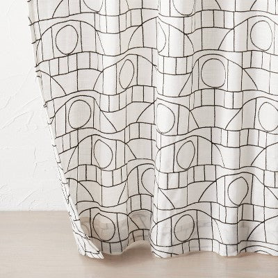  1pc Light Filtering Embroidery Bridges Window Curtain Panel White - Opalhouse™ Designed With Jungalow™
