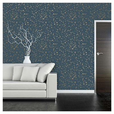  Celestial Peel & Stick Wallpaper Navy/Gold - Opalhouse™: Removable Vinyl, Self-Adhesive, Stain-Resistant, 27.5 Sq Ft Coverage