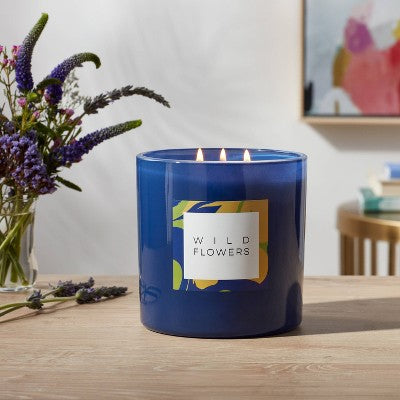  28oz Glass Wildflowers Candle Blue - Opalhouse™