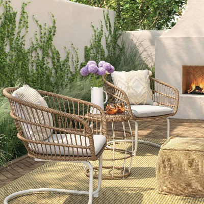  Southport 3pc Motion Patio Chat Set With Metal Legs - Natural/White - Opalhouse™
