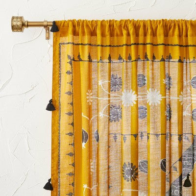  2pk Light Filtering Doorway Embroidery Window Curtain Panels Gold - Opalhouse™ Designed With Jungalow™