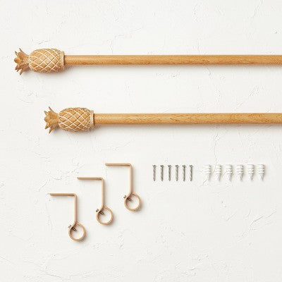  Pineapple Faux Wood Curtain Rod Natural Wood - Opalhouse™ Designed With Jungalow™