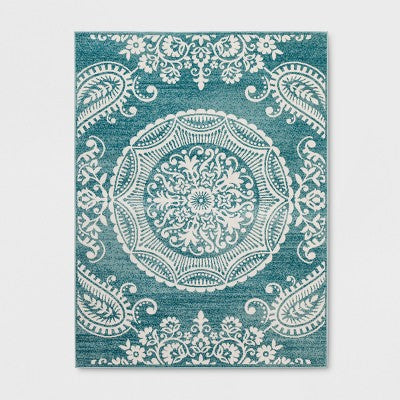  Vintage Medallion Outdoor Rug Turquoise - Opalhouse