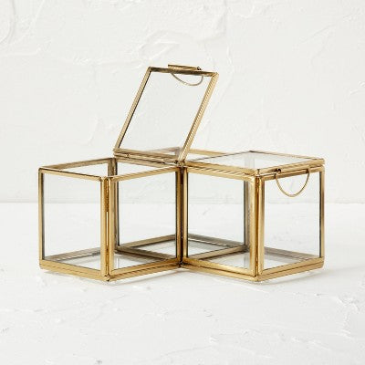  Metal Glass Decorative Box Gold - Opalhouse™ Designed With Jungalow™