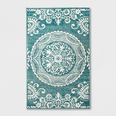  Vintage Medallion Outdoor Rug Turquoise - Opalhouse