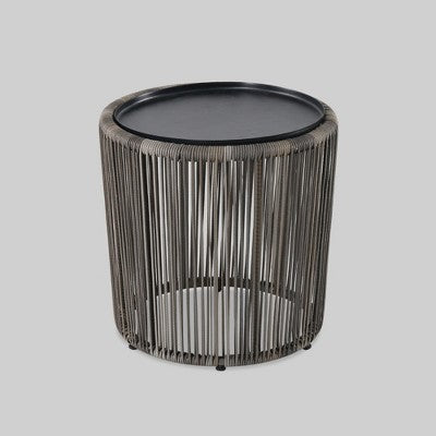  Latigo Patio Side Table With Tray - Gray/Brown - Opalhouse™