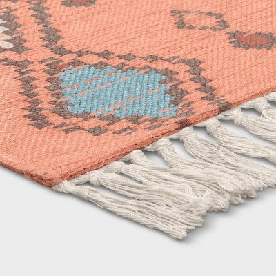  7'x10' Bright Moroccan Rectangular Tapestry Woven Outdoor Area Rug Coral Orange - Opalhouse™
