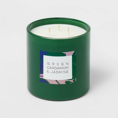 28oz Glass Cardamom & Jasmine Candle Green - Opalhouse™