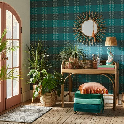  Diskus Plaid Peel And Stick Wallpaper Blue - Opalhouse™ Designed With Jungalow™