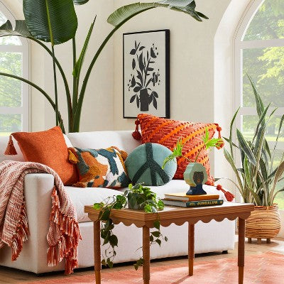  Beaded Peace Sign Round Throw Pillow - Opalhouse™ Designed With Jungalow™